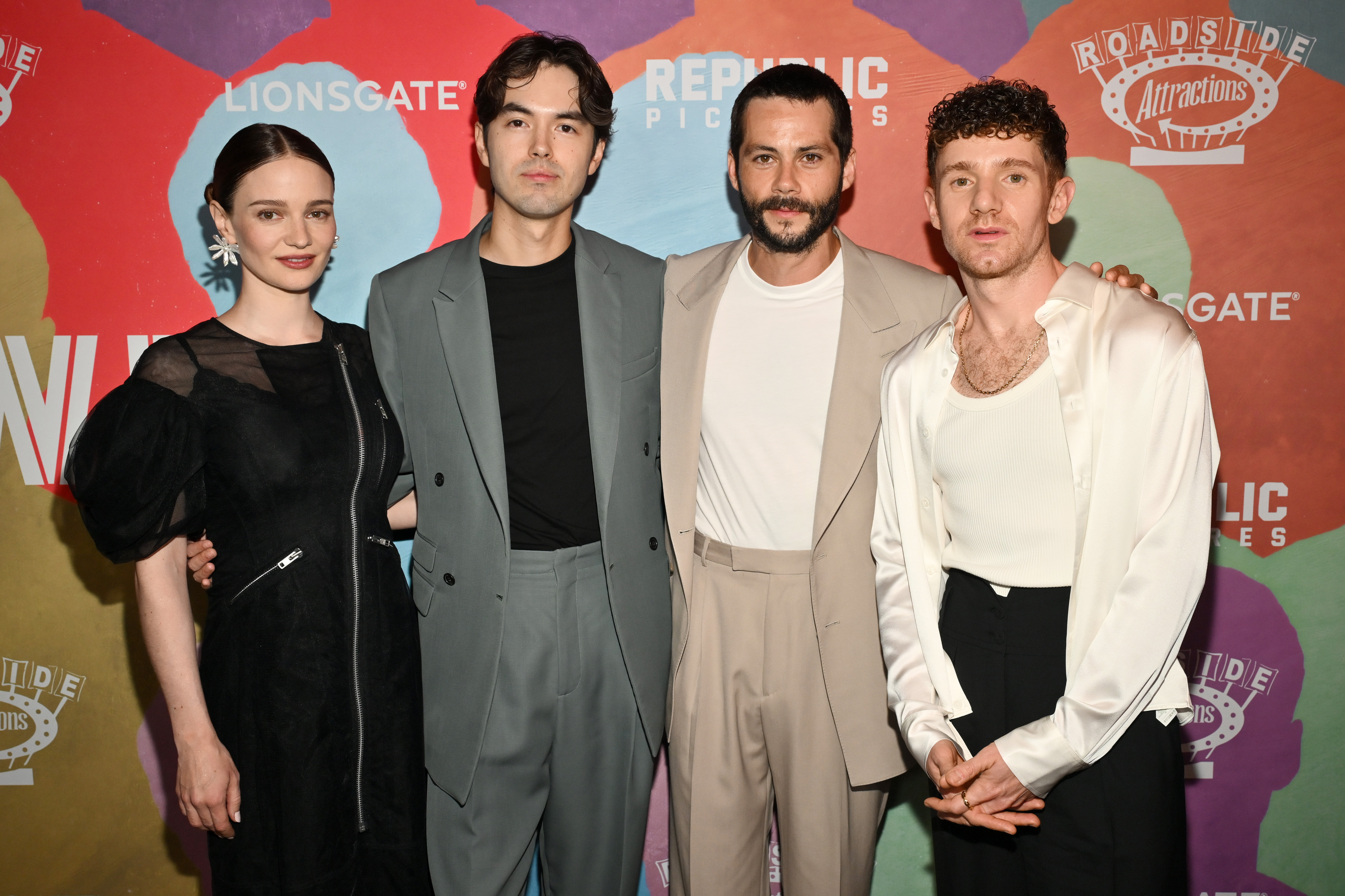 Aisling Franciosi, James Sweeney, Dylan O'Brien, Chris Perfetti at the "Twinless" Los Angeles Premiere held at the Pacific Design Center on September 02, 2025 in Los Angeles, California. (Photo by Michael Buckner/Variety via Getty Images)