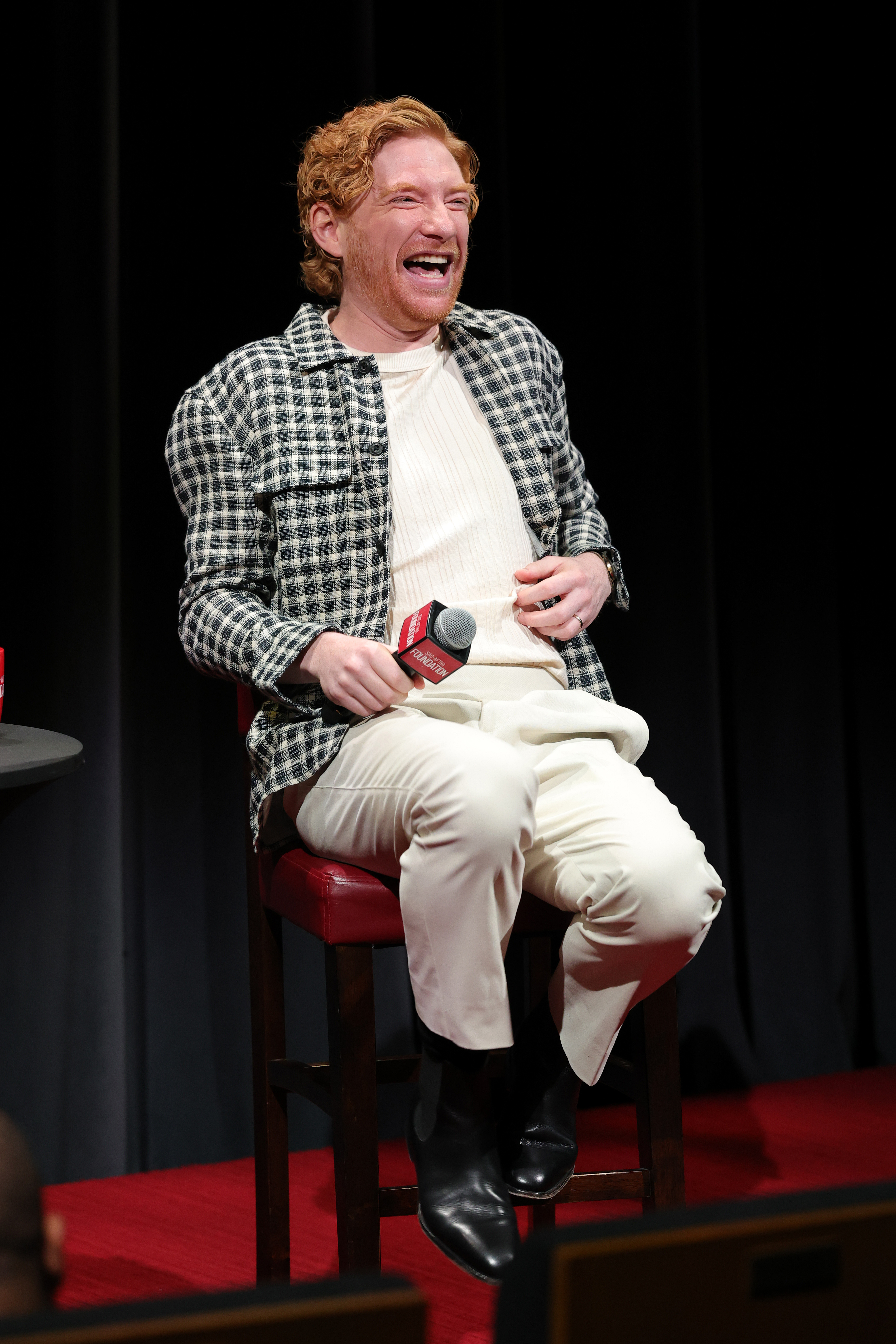 NEW YORK, NEW YORK - SEPTEMBER 02: Domhnall Gleeson speaks onstage during SAG-AFTRA Foundation Conversations - "The Paper" Screening and Conversation at SAG-AFTRA Foundation Robin Williams Center on September 02, 2025 in New York City. (Photo by Dia Dipasupil/Getty Images)