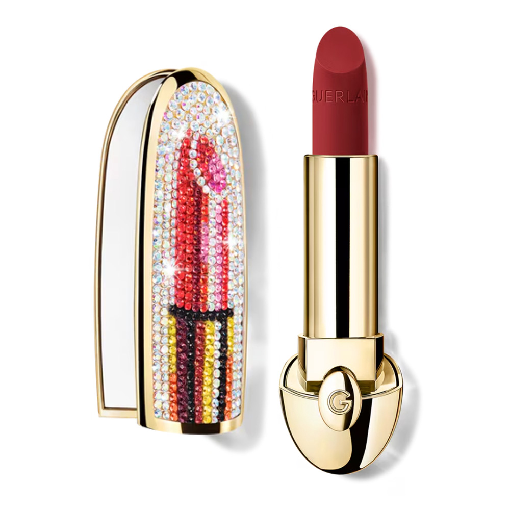 pink lipstick in a bejeweled case