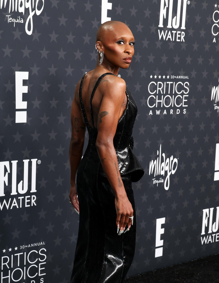 Cynthia Erivo at the 30th Annual Critics Choice Awards held at The Barker Hangar on February 7, 2025 in Santa Monica, California.