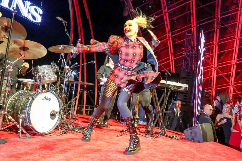 LOS ANGELES, CALIFORNIA - MARCH 21: Gwen Stefani performs onstage during the Clarins ICONS Event at the Academy Museum of Motion Pictures on March 21, 2025 in Los Angeles, California. (Photo by Amy Sussman/Getty Images)