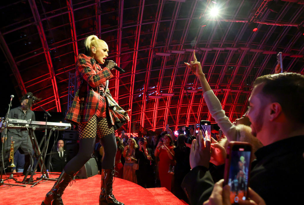 LOS ANGELES, CALIFORNIA - MARCH 21: Gwen Stefani performs onstage during the Clarins ICONS Event at the Academy Museum of Motion Pictures on March 21, 2025 in Los Angeles, California. (Photo by Amy Sussman/Getty Images)