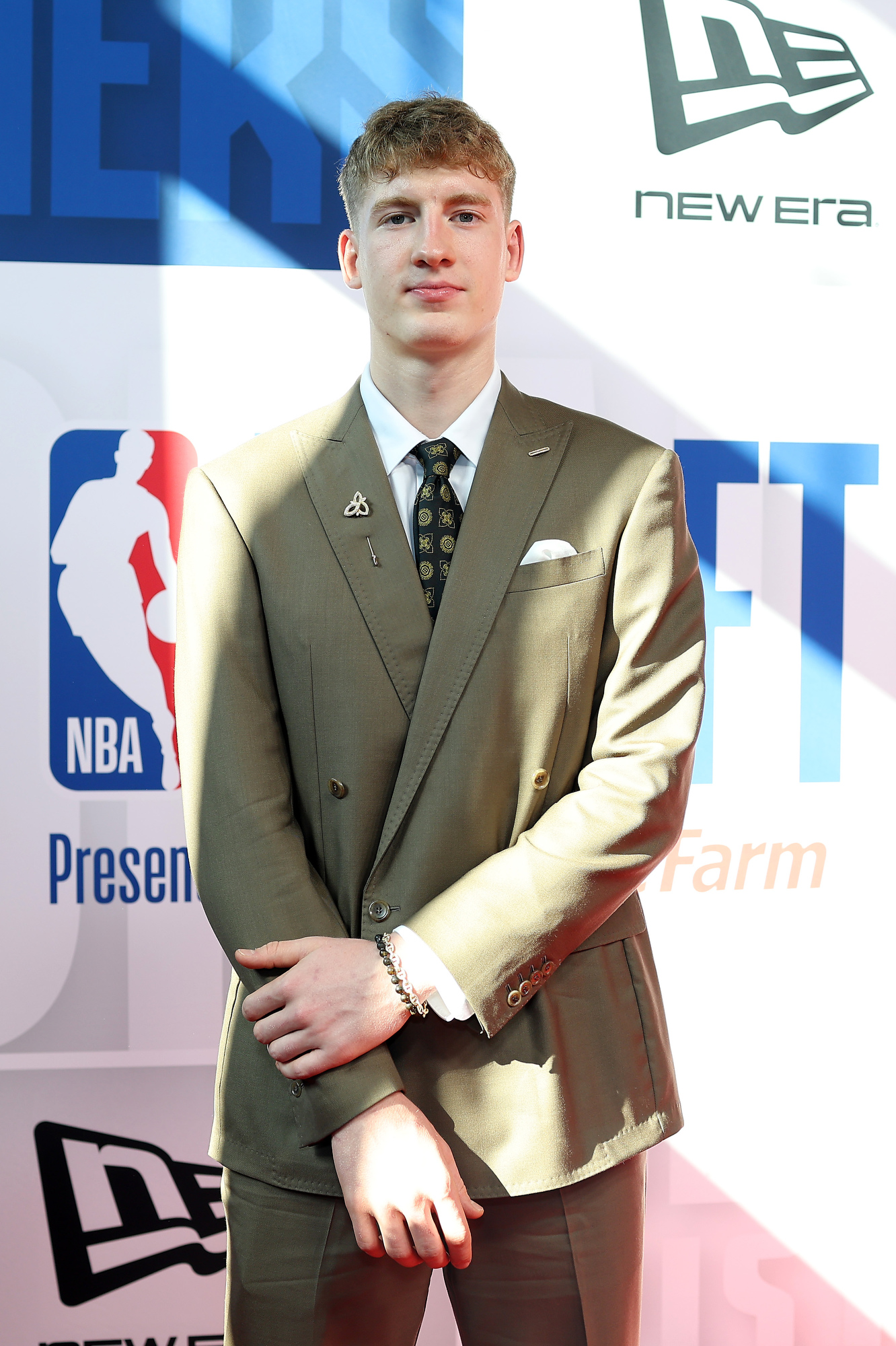NEW YORK, NEW YORK - JUNE 25: Kasparas Jakučionis poses on the red carpet prior to the first round of the 2025 NBA Draft at Barclays Center on June 25, 2025 in the Brooklyn borough of New York City. NOTE TO USER: User expressly acknowledges and agrees that, by downloading and/or using this photograph, user is consenting to the terms and conditions of the Getty Images License Agreement. (Photo by Sarah Stier/Getty Images)
