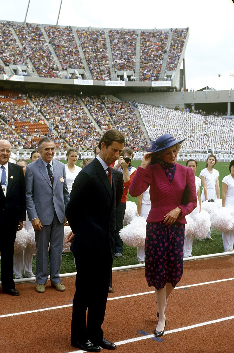 Prince Charles, Prince of Wales, and Diana, Princess of Wales, visit Canada, Commonwealth Stadium, Edmonton, Opening of the XII Summer Universiade, 1st July 1983. (Photo by John Shelley Collection/Avalon/Getty Images)