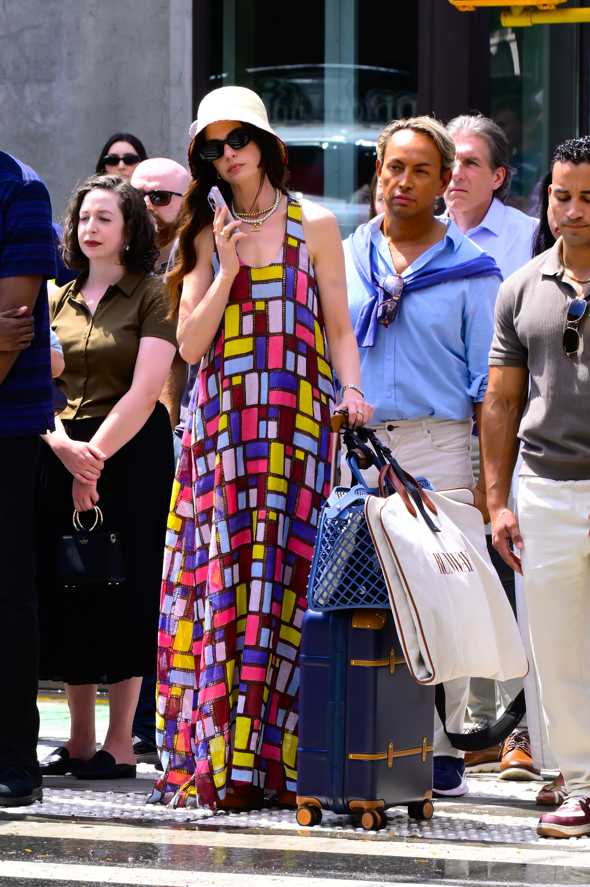 NEW YORK, NEW YORK - JULY 21: Anne Hathaway is seen on the set of