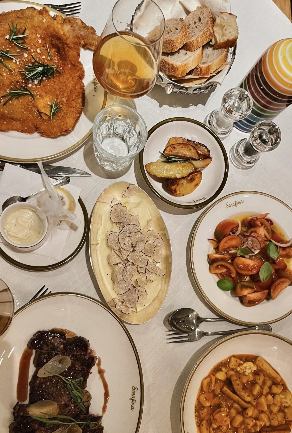 dishes from restaurant Serafina by La Gioia in Milanx