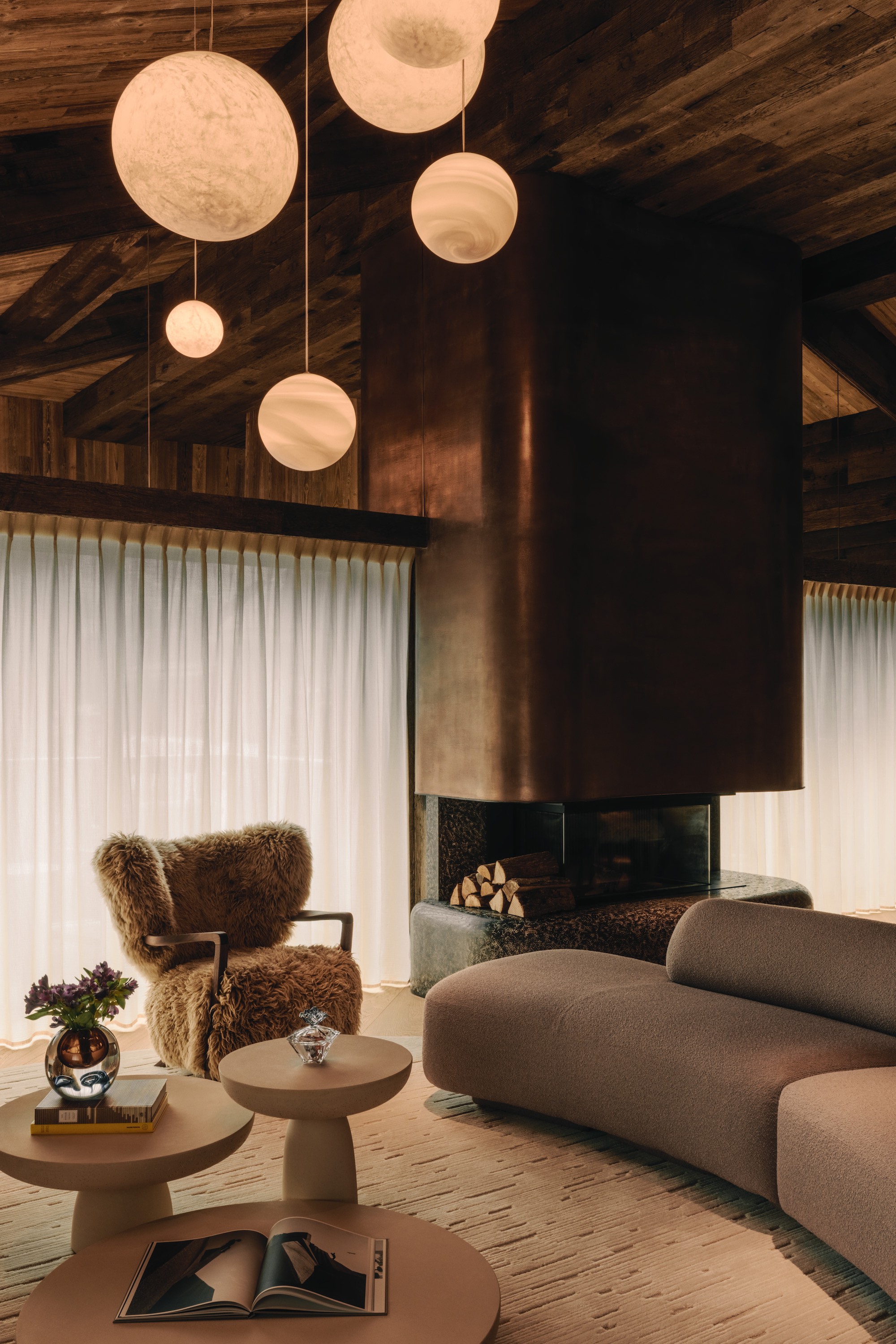 Inside the living room of Jardin Alpin House.