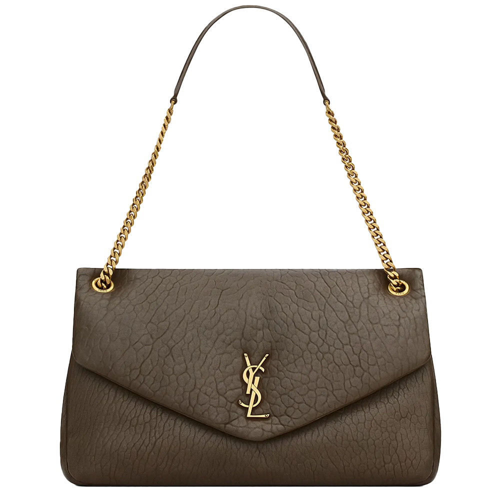 green shoulder bag with chain straps