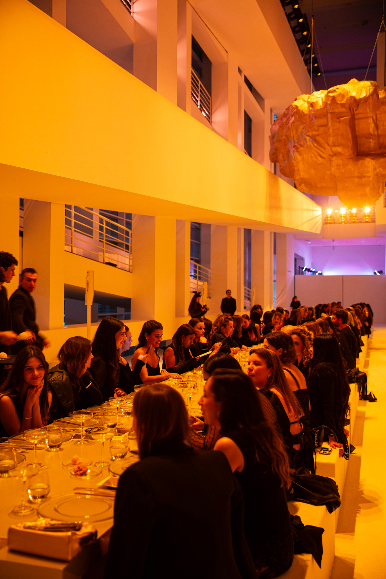 Guests seated at dinner.