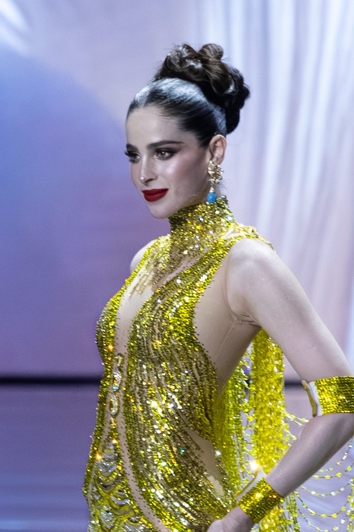 Miss Universe Mexico, Fatima Bosch, showcases her evening gown during the 74th Miss Universe preliminary competition.