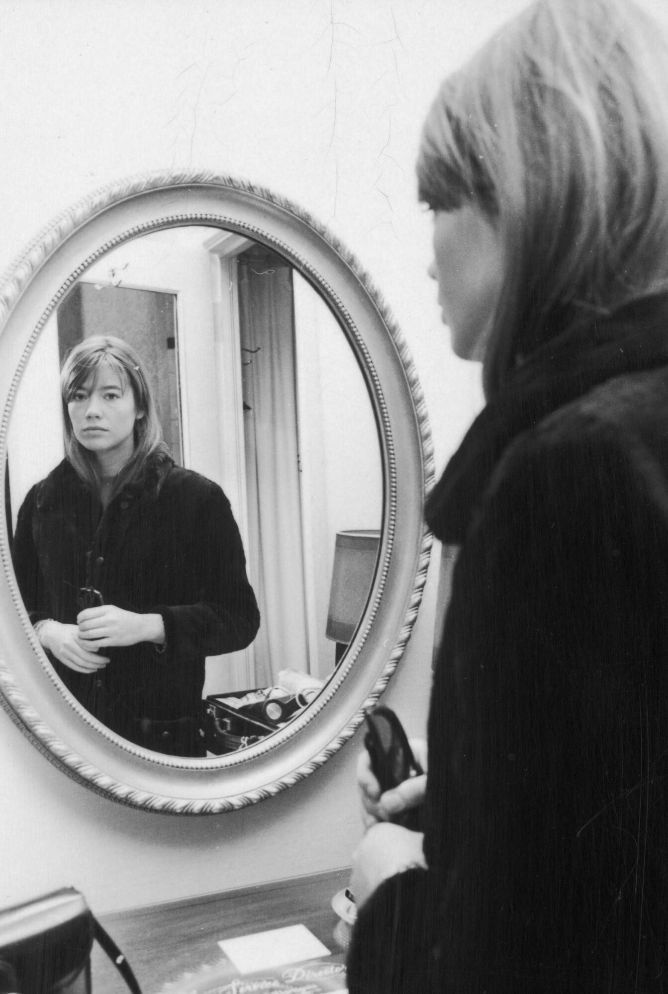 Portrait of singer Francoise Hardy in her hotel during an interview with Women's Wear Daily, in town for the next three weeks to promote her new movie 'Grand Prix' and making her cafe singing debut at Basin St. East, on November 22, 1966 in New York...Article title: 'Hardy Hello