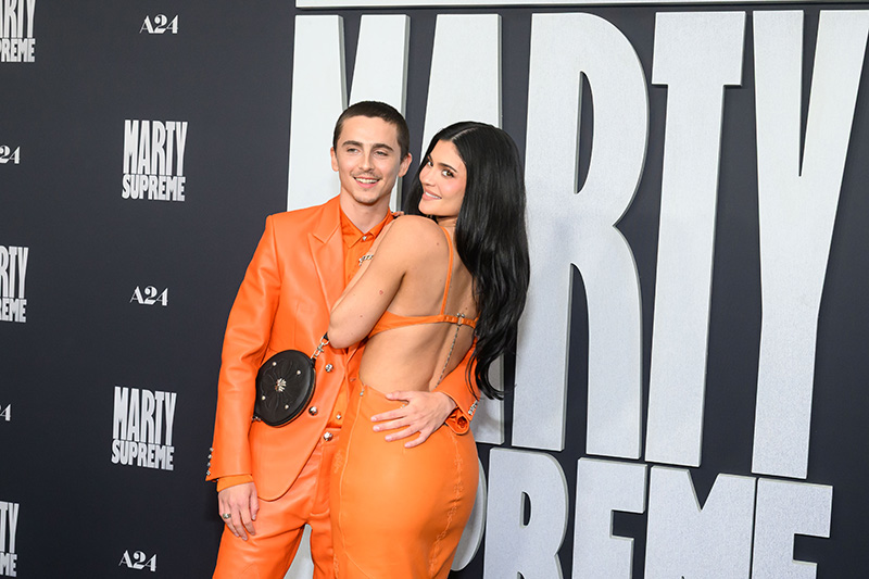Timothée Chalamet and Kylie Jenner wear coordinated Chrome Hearts looks at the