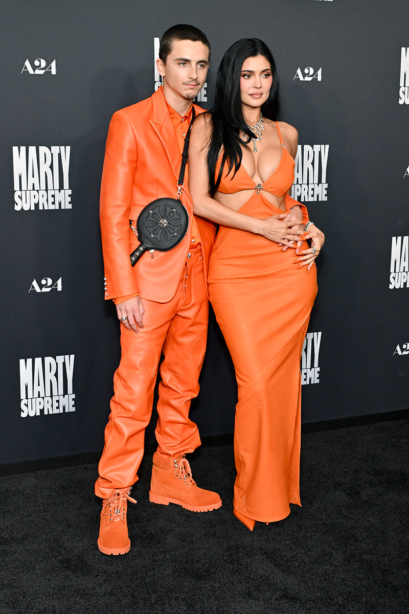 Timothée Chalamet and Kylie Jenner wear coordinated Chrome Hearts looks at the
